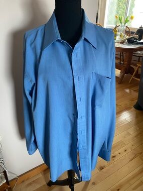 Men's Blue Dress Shirt - Classic Button-Down